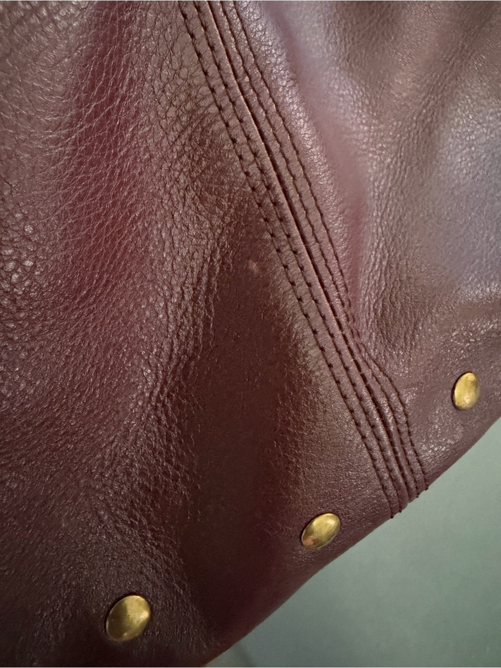 Fossil Leather Hobo Shoulder Bag - Burgundy with Gold Studs - Picture 2 of 10